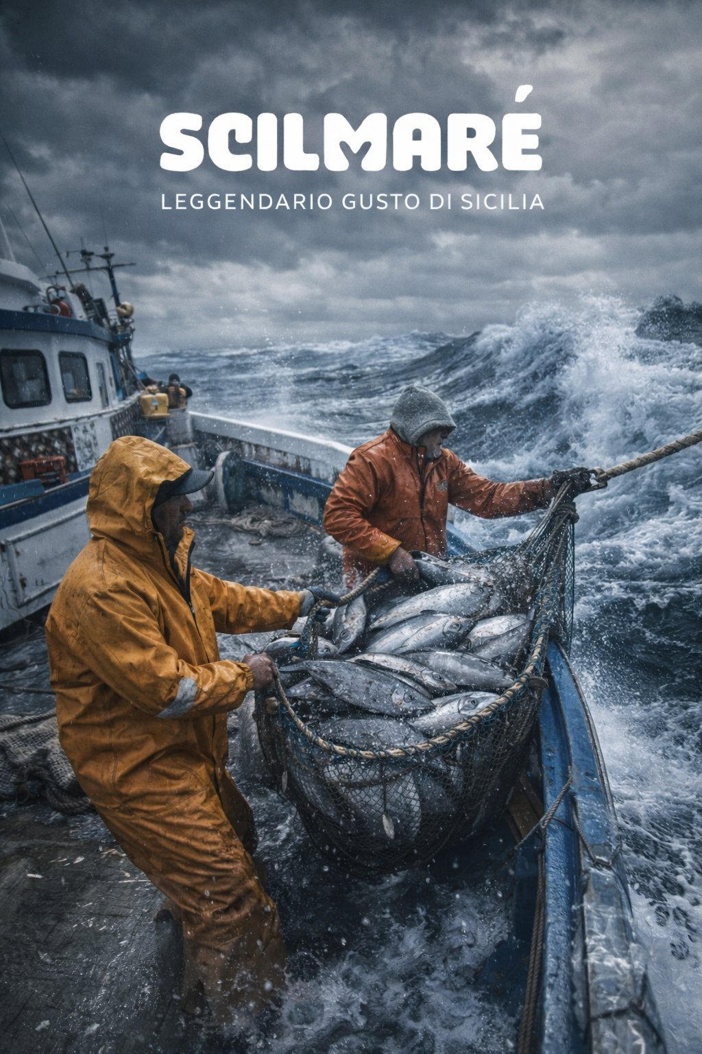 Equipaggio Scilmarè in mare aperto durante la pesca del tonno